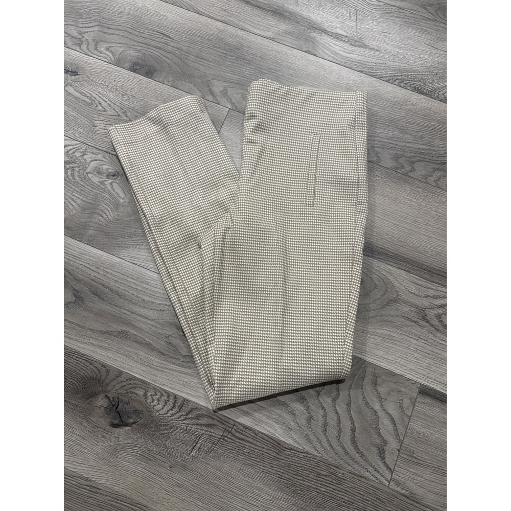 Chicos So Slimming Juliet Straight Leg Houndstooth Pants Tan White 0.5R US 6R